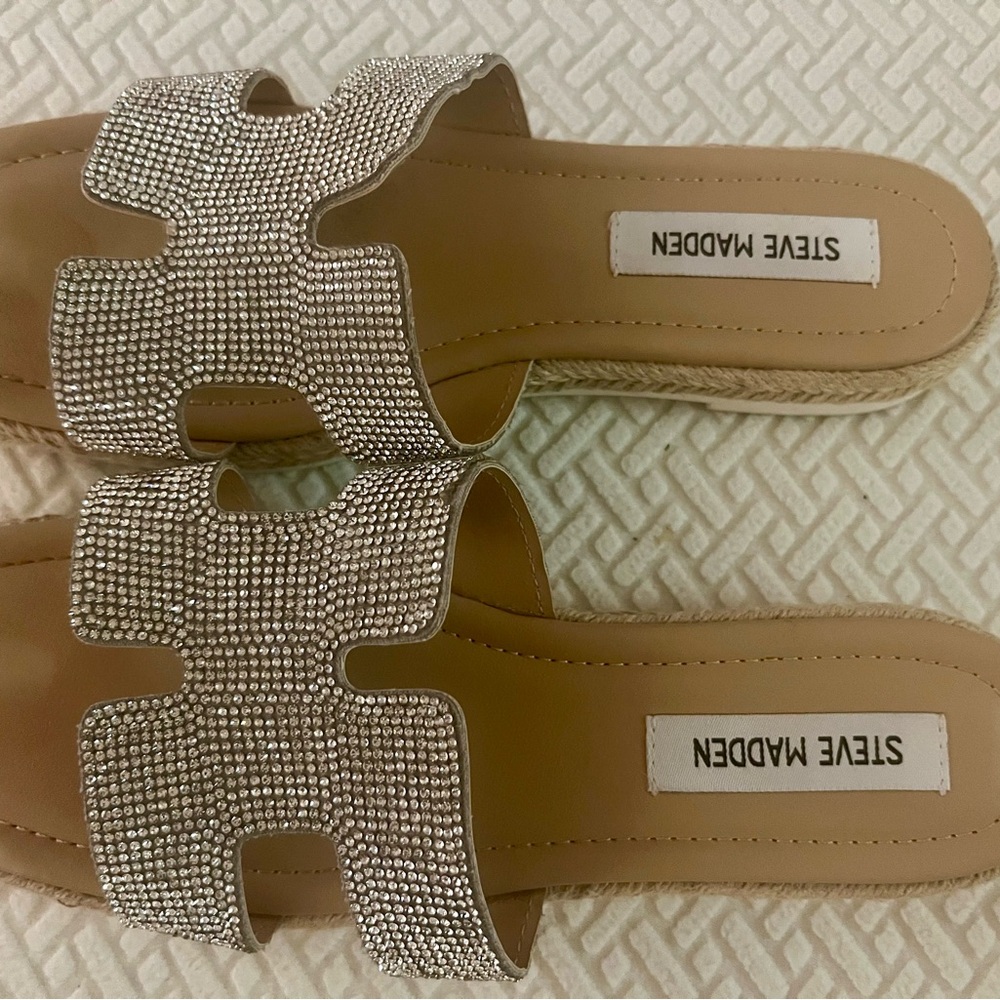 Steve Madden Silver Mayven‑R Slide Sandals